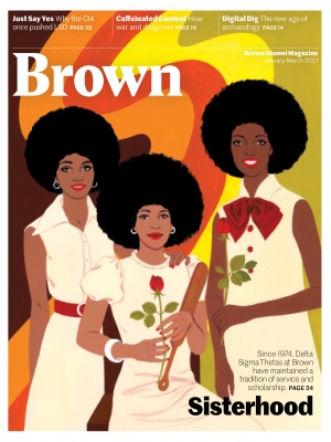 January&ndash;March 2021 Brown Alumni Magazine Cover illustration by Bijou Karman