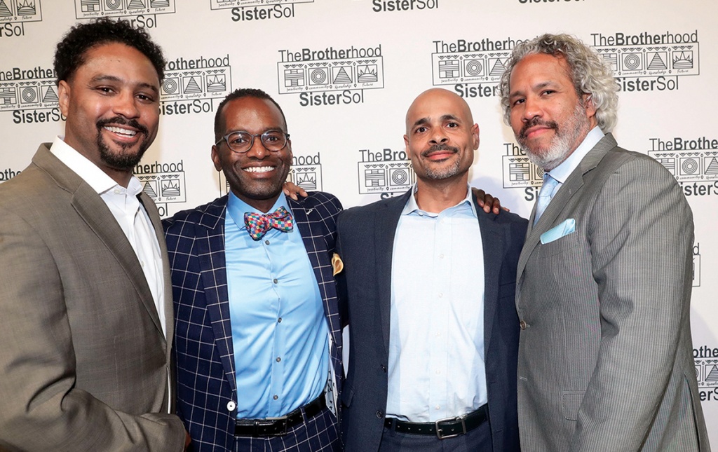 Image of Jason Warwin &rsquo;95, Rahsan-Rahsan Lindsay &rsquo;94, Jeremi Duru &rsquo;95 and Khary Lazarre-White &rsquo;95 of The Brotherhood Sister Sol