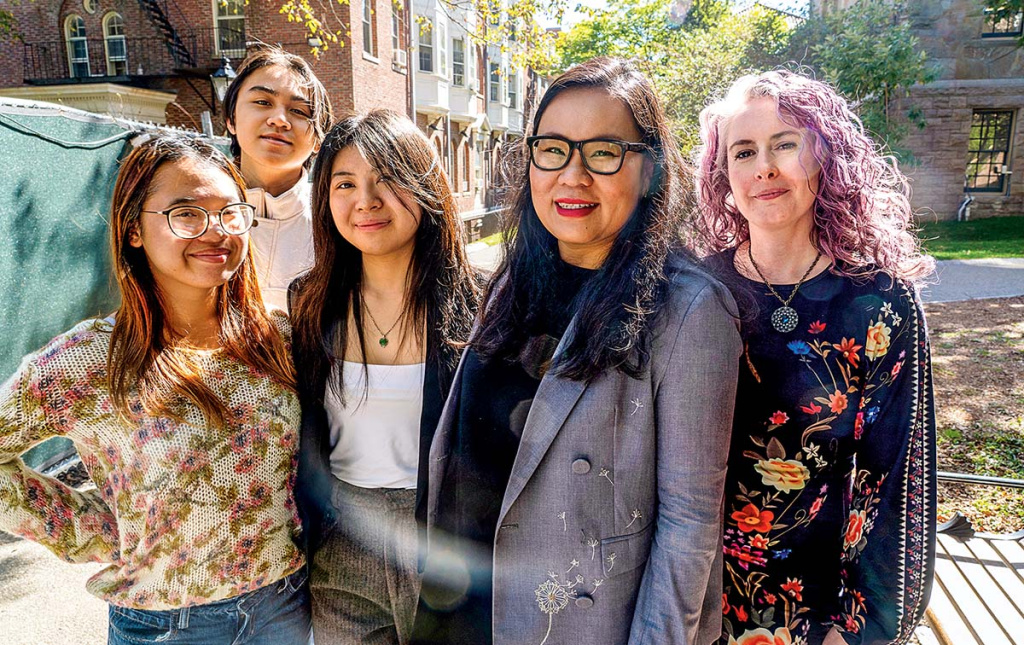 From left: Que Tran Tran, Sean Ngo, Natalie Chung, Professor Trang Tran, Naomi Pariseault