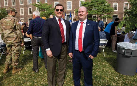 Scott Quigley &rsquo;05, mentor, and  Davin Lewis &rsquo;19, mentee, after the commissioning ceremony.