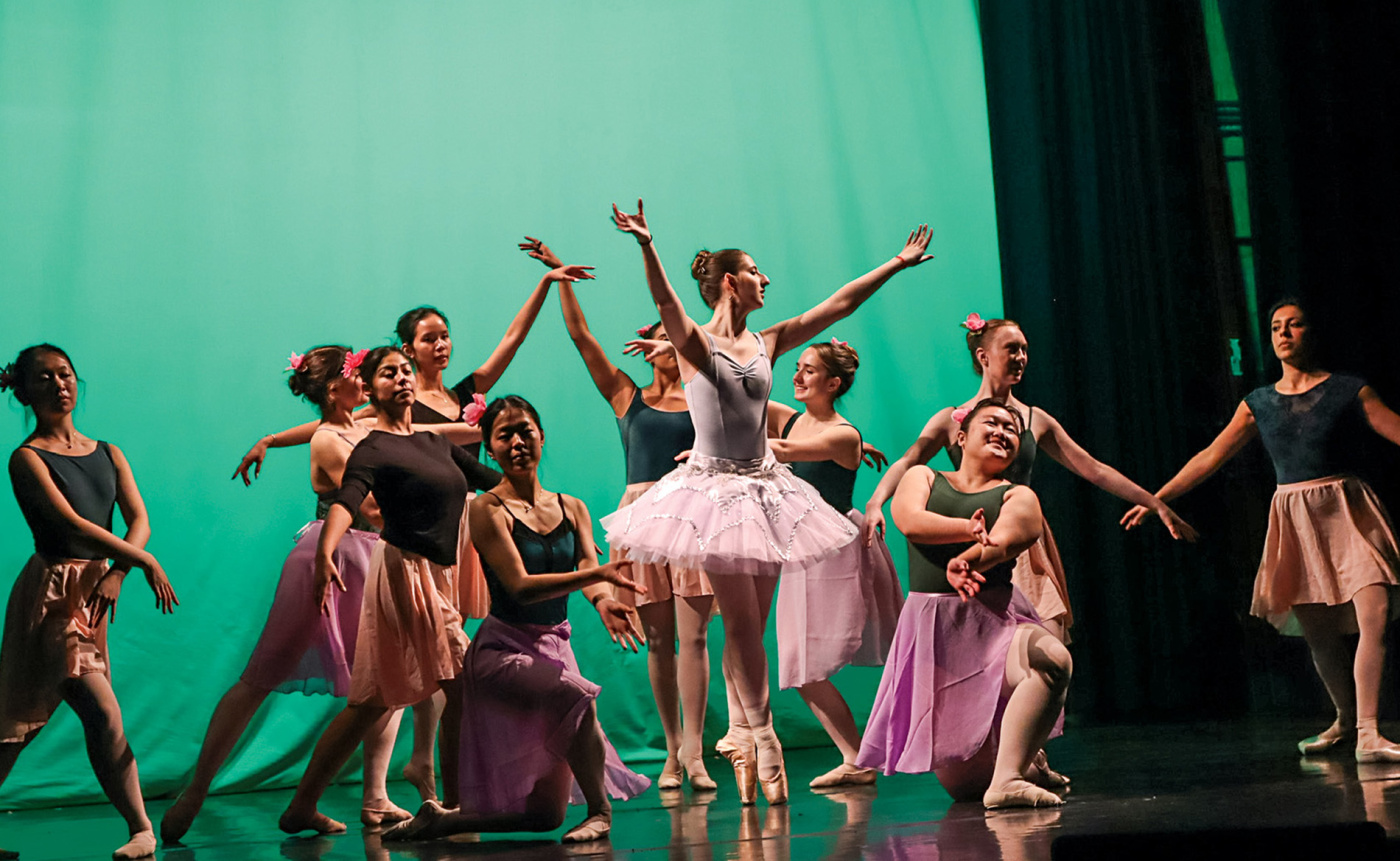 Students performing the Nutcracker on stage