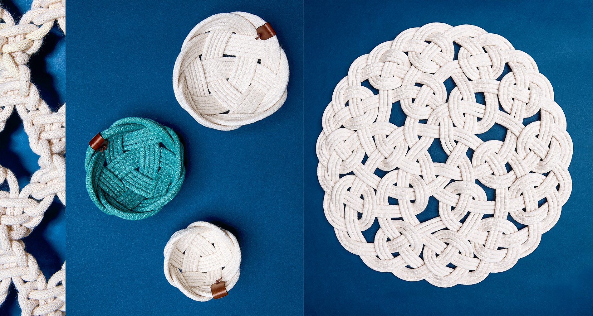 triptych of rope art photos