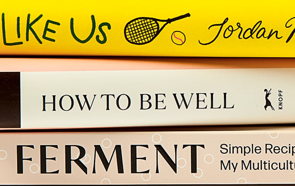 Book spines by Jordan Roter, Amy Larocca, and Kenji Morimoto