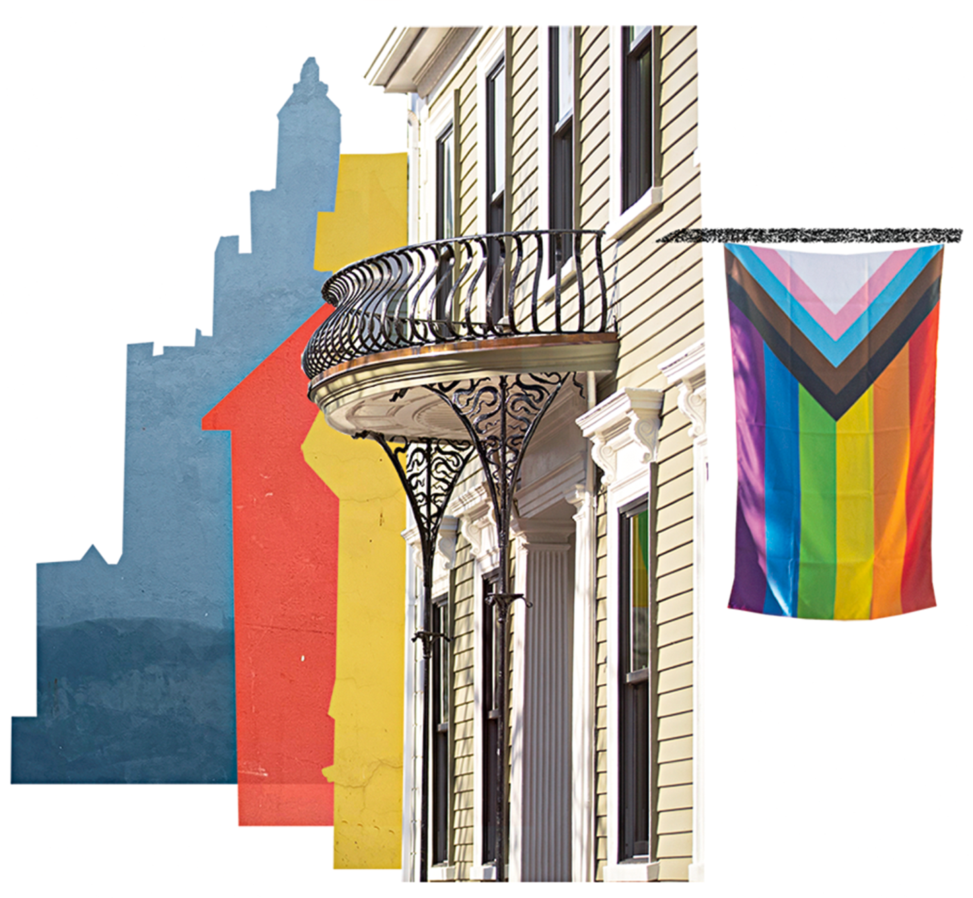 collage illo with elements relating to trans issues